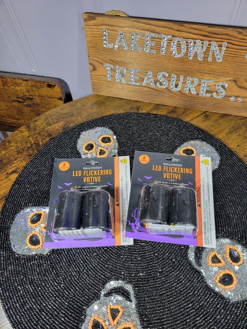 Halloween LED Flickering Votive Candles - Black (2 Count)